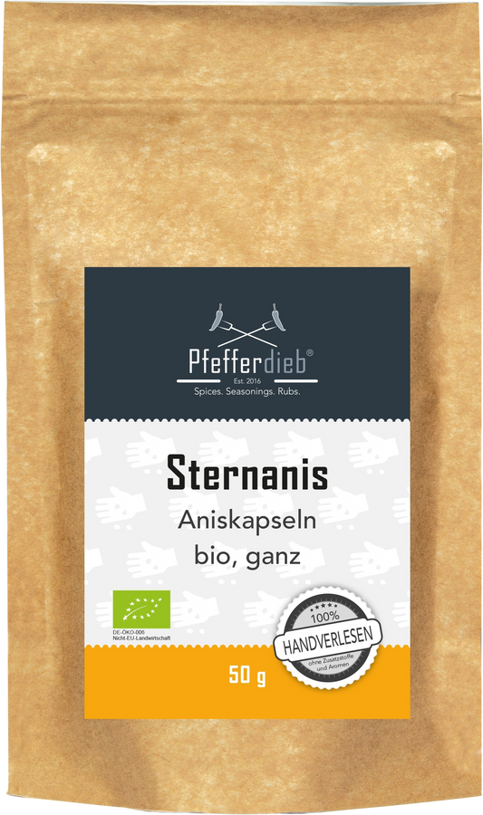 Pfefferdieb Bio Anyż gwiaździsty, całe kapsułki, 50 g
