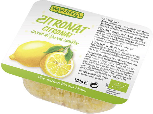 Rapunzel Organiczna cykata, skórka z cytryny, w kostkach, 100 g